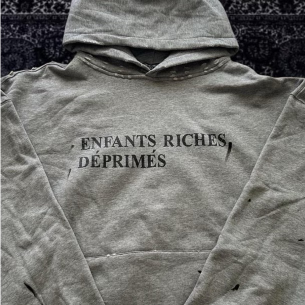 Grey 'Enfants Riches Déprimés' Graphic Hoodie